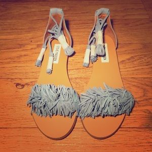 Steven Madden Light Blue Sweetyy Fringe Sandal